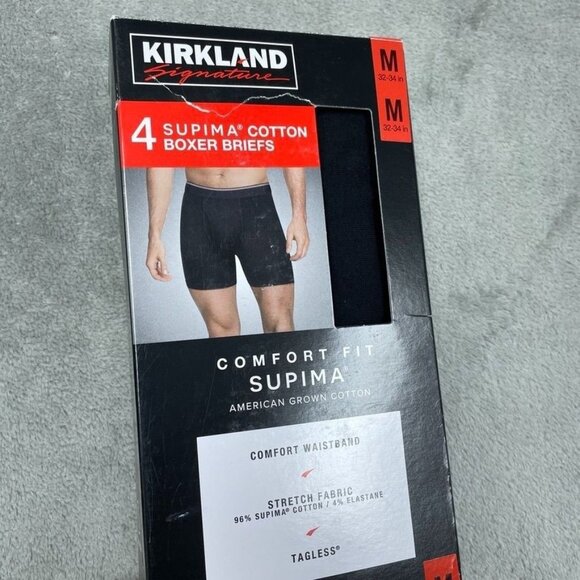 Kirkland Signature Mens Supima Cotton Boxer Briefs 4-Pack M Comfort Fit a0765 - Picture 1 of 5